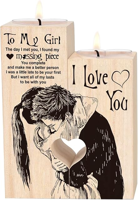 Candlestick Candle Birthday Valentines Decoration Wooden Anniversary - birthday gifts for herCouple candlestick holder girlfriend anniversary birthday giftromantic gifts for hercouples gifts (F)
