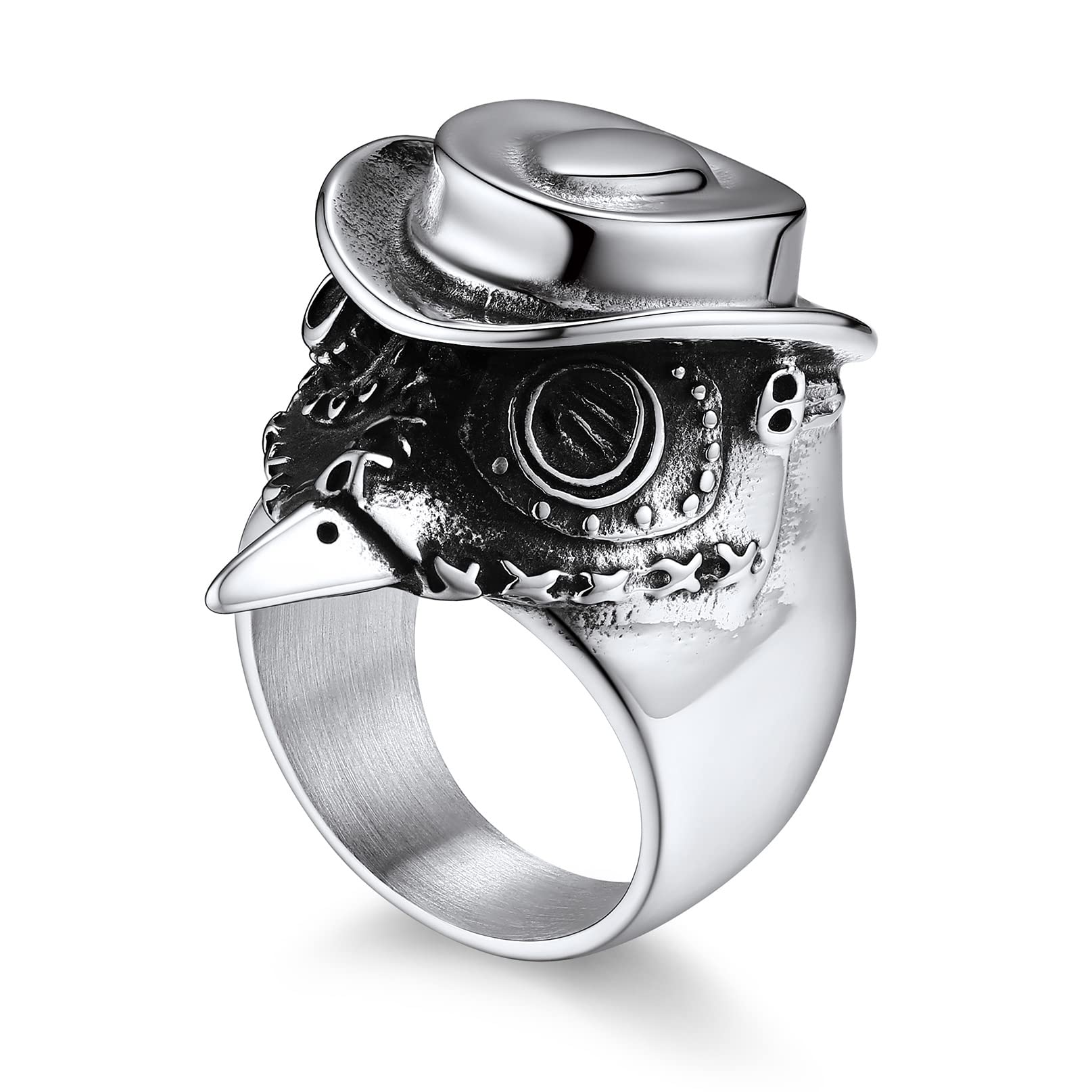 Bandmax Anillo Grande Máscara Médico de la Plaga, Estilo Gótico Steampunk Joyería para Disfraz Halloween