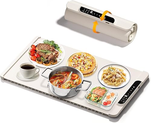 Tapete de calentamiento de alimentos, bandeja de calentamiento eléctrica de silicona de 26 x 15 pulgadas con control de 11 temperaturas y