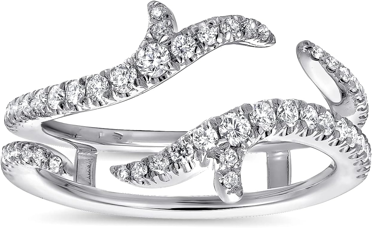 1 CT Round Cut Moissanite Ring Enhancer Guard for Women Wedding Band 925 Sterling Silver 14K White Gold Colorless VVS Diamond Bridal Ring Gift for Her