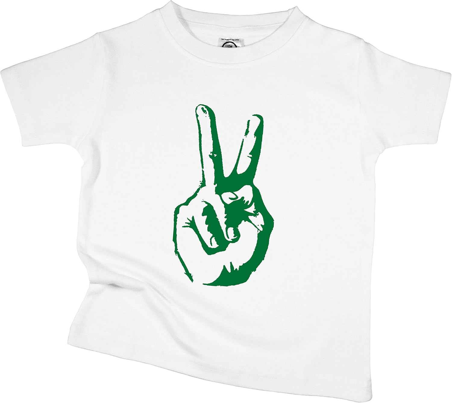 The Spunky Stork Toddler Peace Hand Sign Organic Cotton Unisex Tshirt
