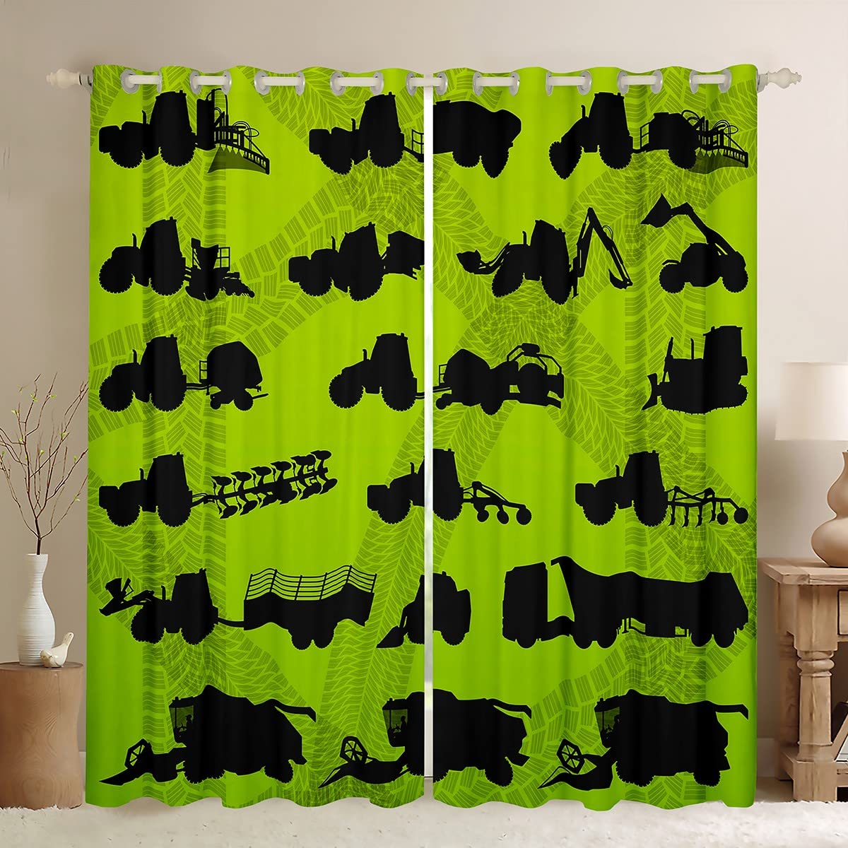 Cortinas de Ventana de Coche de Dibujos Animados para Dormitorio, Sala de Estar, Excavadora, Tractor, Cortinas para niños, construcción de Ventanas, maquinaria, grúas, vehículos, Tratamiento de Venta