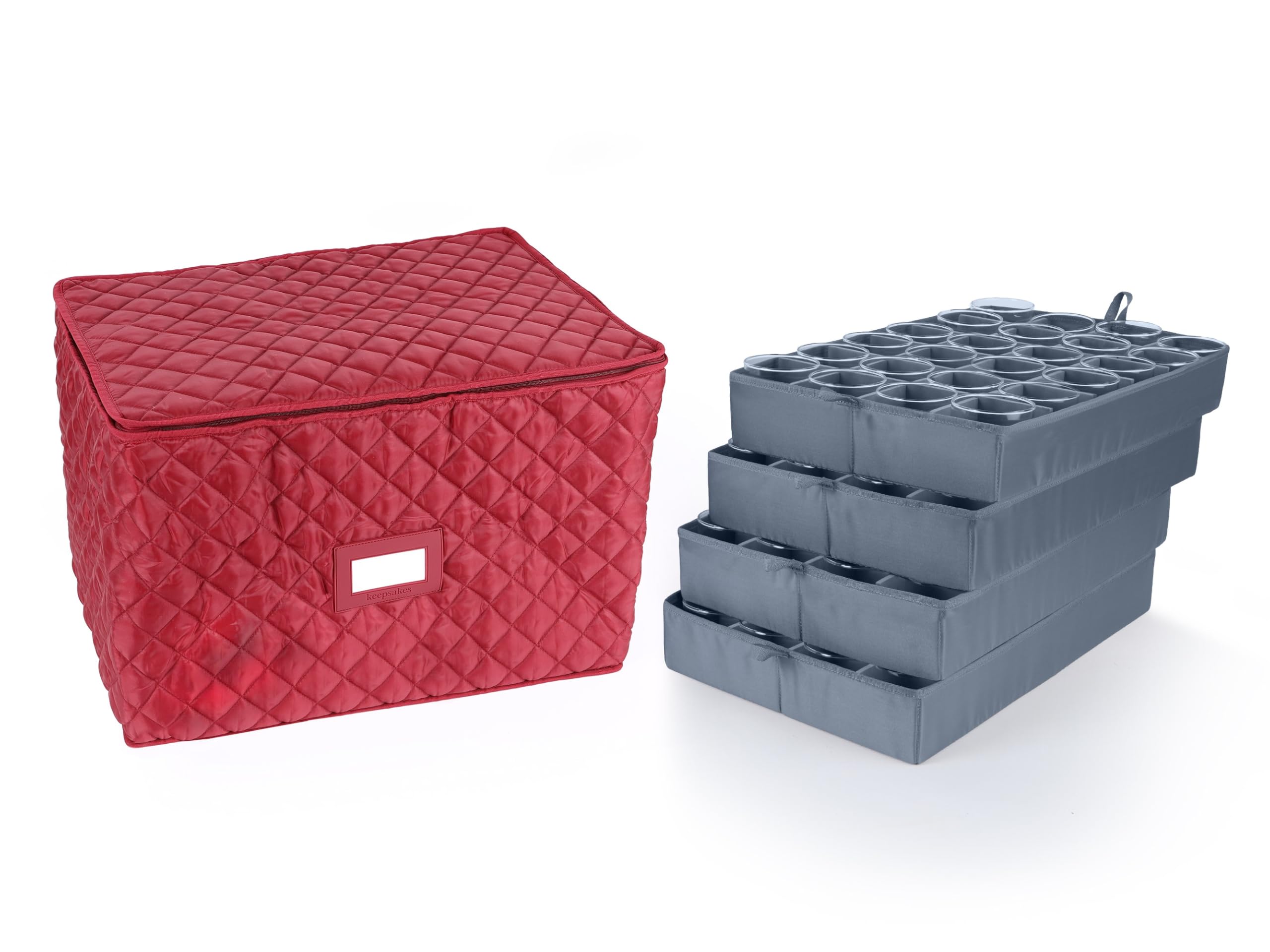 Covermates Keepsakes - Adjustable Glassware Storage - Padded Protection - ID Window - Stain Resistant - Machine Washable - China Storage, Red