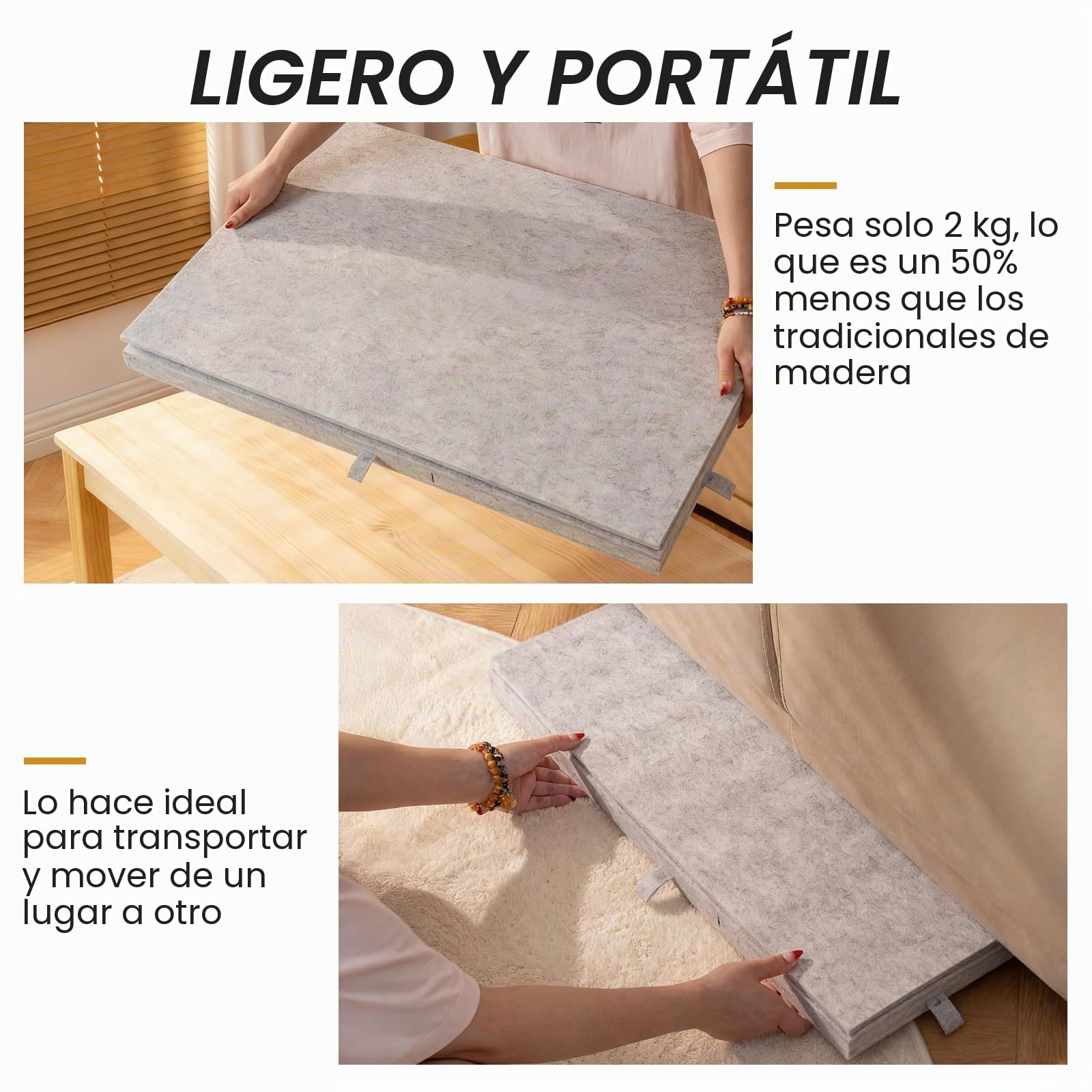 Tablero de Rompecabezas Plegable de 1000 Piezas, Tablero Rígido de Fieltro para Puzzle con Cubierta y Cajones de Clasificación, Portátil Mesa Puzzles, Gris Claro