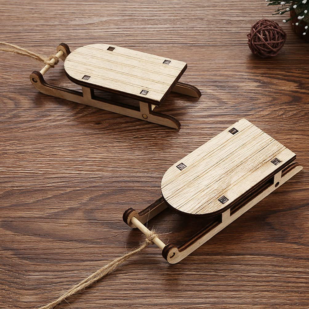 Toddmomy Wooden Sleigh Pendant Christmas Tree Decoration Miniature Sleigh Xmas Tree Decoration for Home Decor Xmas Festival Hanging Ornament - Image 2
