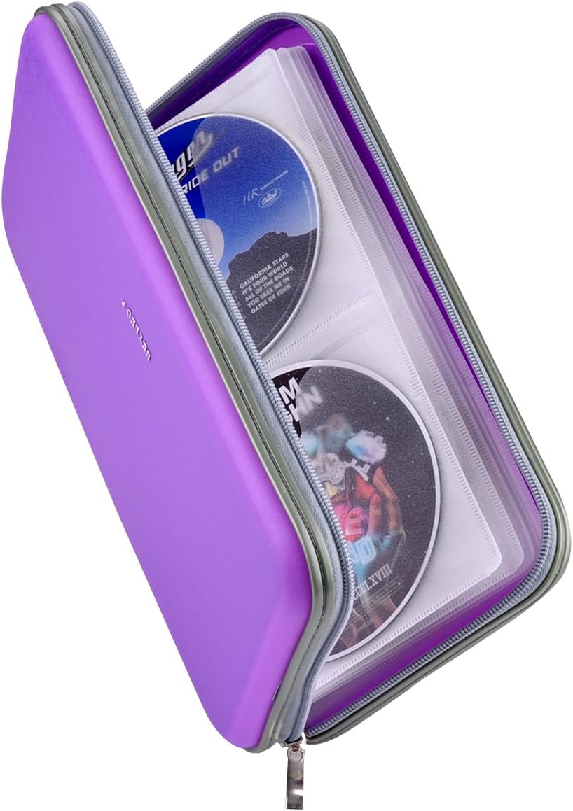 72 Capacity Heavy Duty CD DVD Blu-ray Media Case Storage Holder Organizer Wallet (Purple)