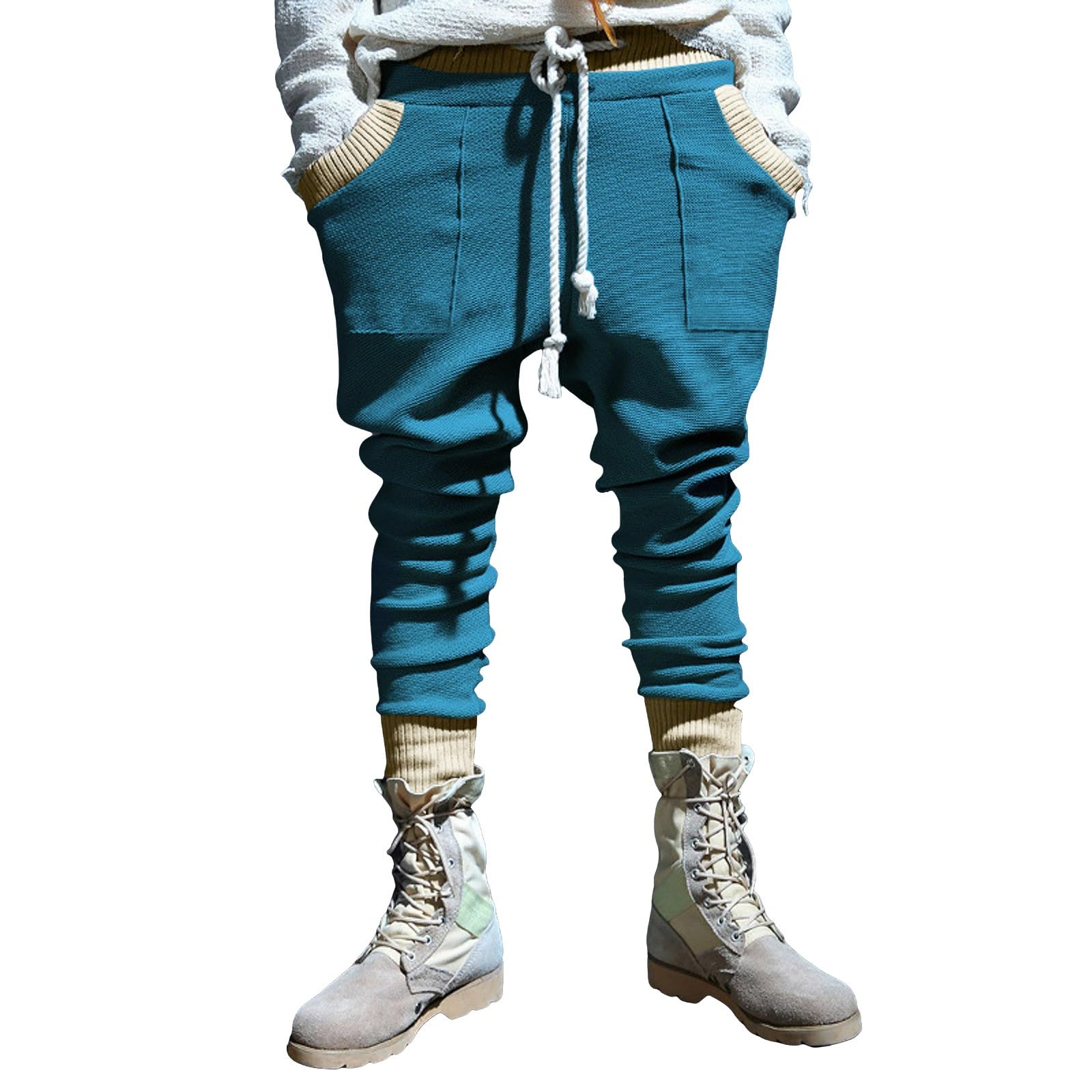 Generico Pantaloni Tuta Uomo Cotone,Pantaloni Lunghi Casual da Uomo Pantaloni Eleganti Non Stirati Antirughe più Pantaloni da Abito Ispessiti in Pile