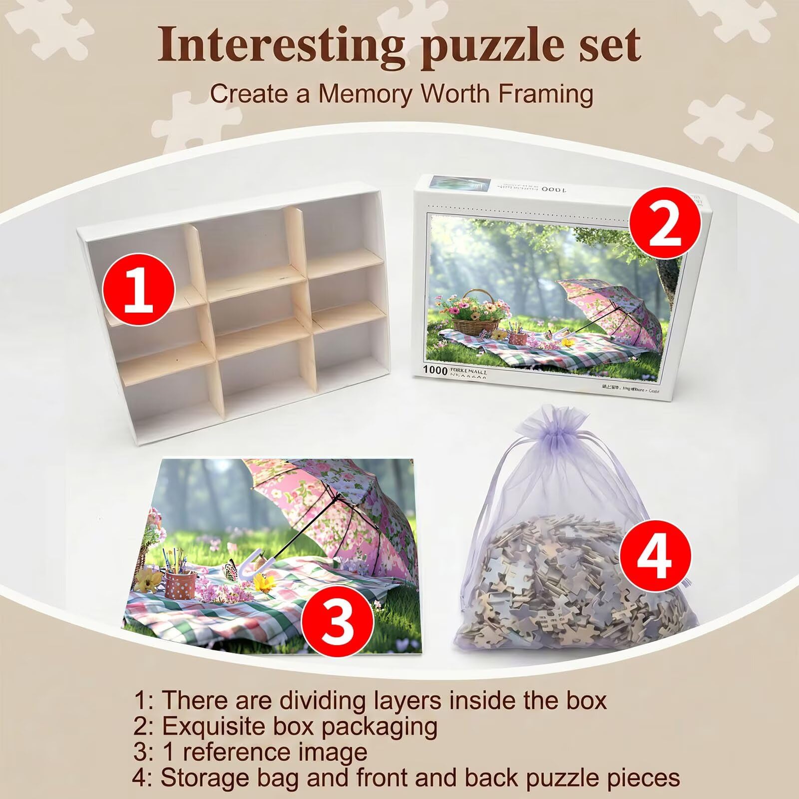 Puzzle 5000 Pezzi Classici, Puzzle foresta fiore 156 x 105 cm, Gioco Educativo e Antistress in Legno con Poster Incluso, Ttività DIY per Famiglia, Regalo per Appassionati, Decor Parete Casa, f0-855