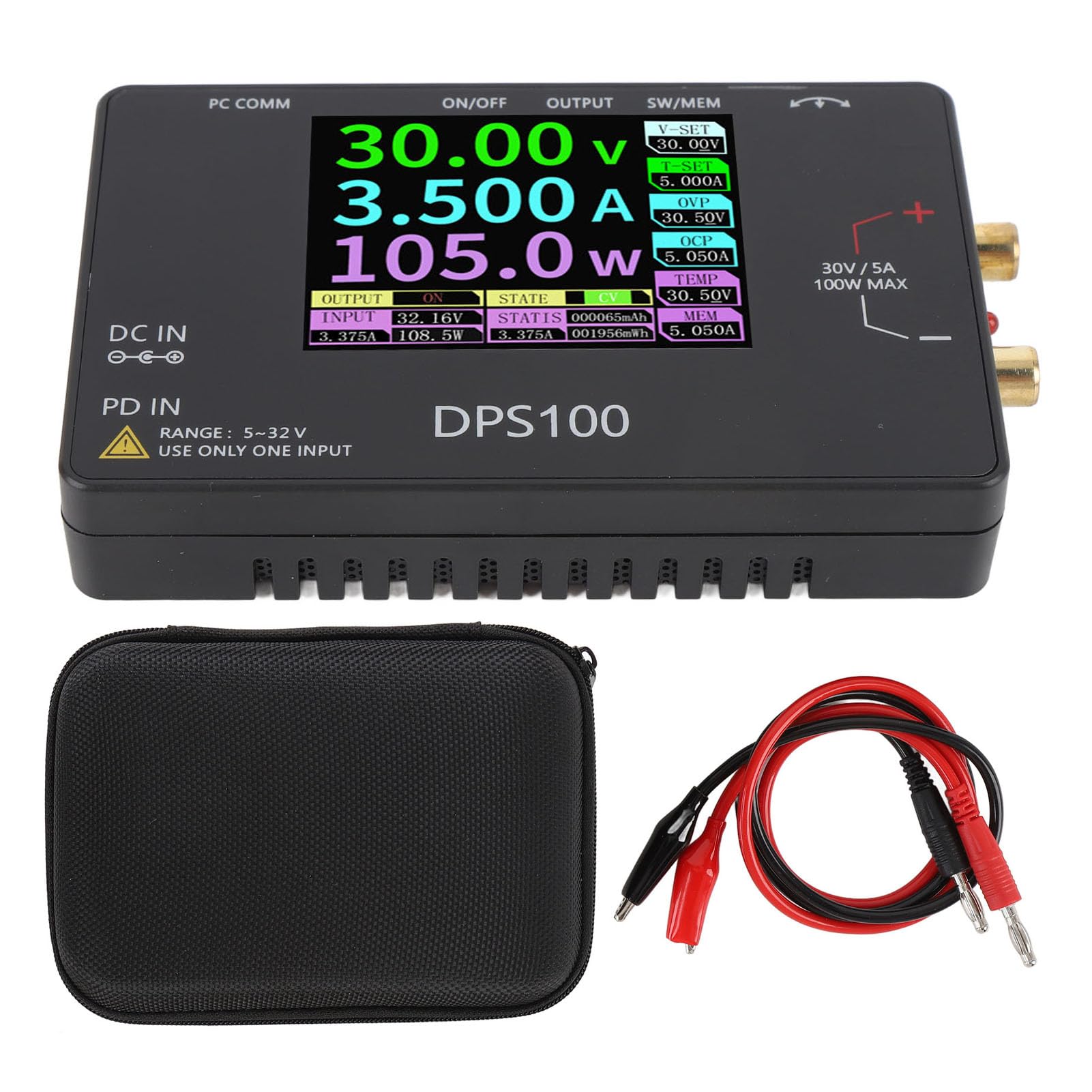 FTVOGUE Alimentation CC Réglable Polyvalente 30 V 5 A, Régulateur de Tension Variable Portable avec 10 Préréglages de Mémoire pour les Tests électroniques en Laboratoire et sur le Terrain