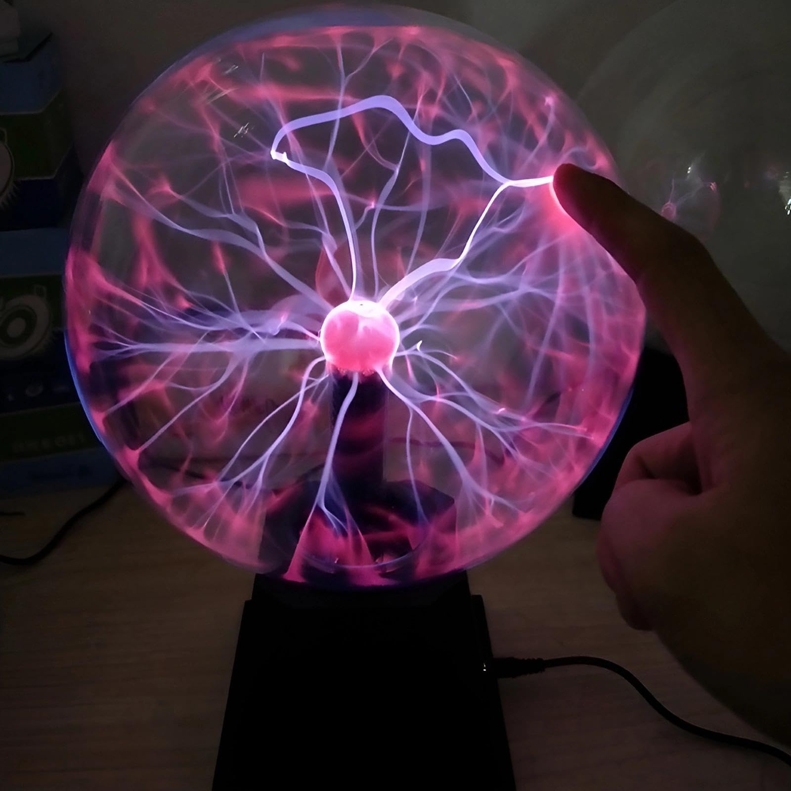 Magische Plasmakugel, Plasma Ball Lampe, Elektrostatische Kugel Berührungsempfindliche Blitzkugel Magische Leucht Ball für Partydekorationen, Magische Requisiten, Heimbeleuchtung(8 zoll)
