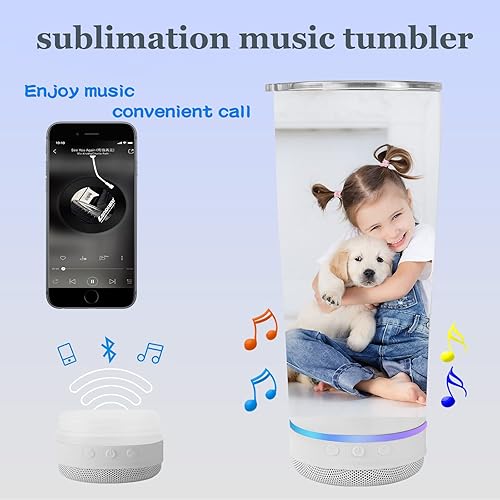 Miniatura 2 de Vaso de música de 18 onzas, vaso de música de doble pared con popote y tapa, vaso de sublimación para el día de la madre, regalo del día del padre