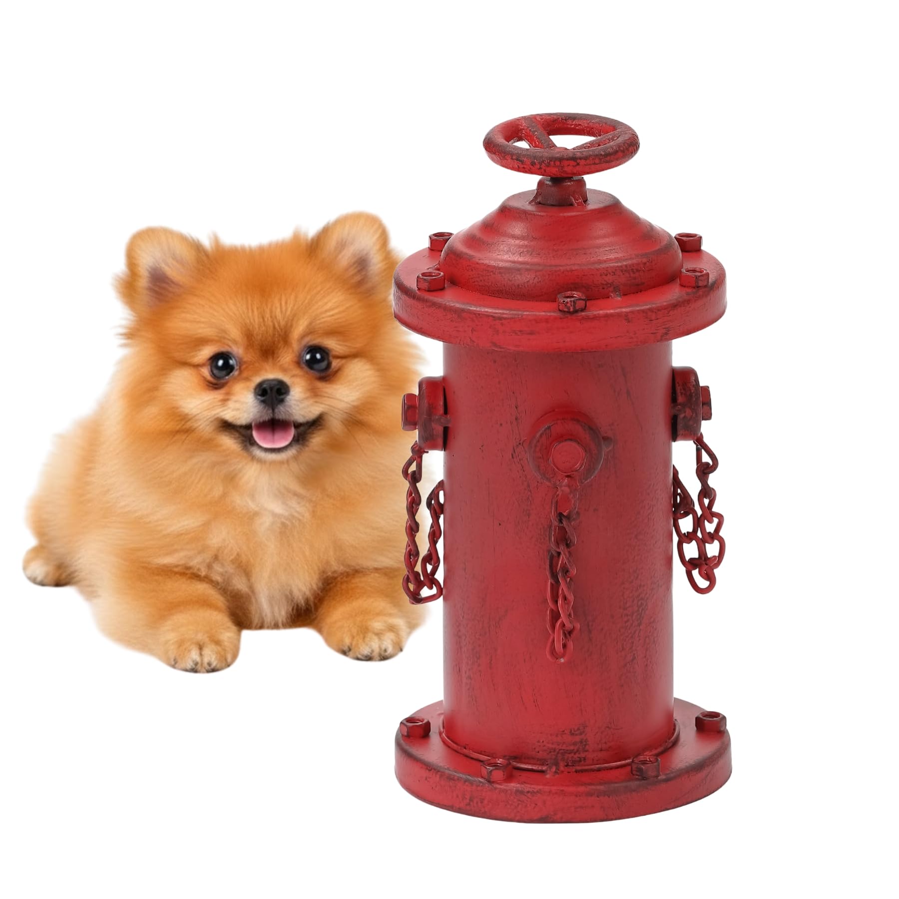 CaliDecor Fire Hydrant for Dogs to Pee On, 7.7" Metal Dog Fake Fire Hydrant Pee Post Red for Indoor Training