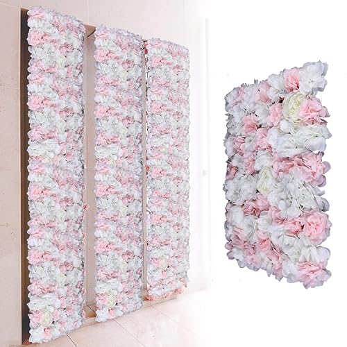 Vista 70 de 20 paneles de pared de flores artificiales, decoración de pared de 24 x 16 pulgadas, paneles decorativos de flores de hortensias para el hogar, 20