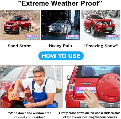 Miniatura 4 de Sukh Nuevo imán de conductor  divertido para estudiantes, advertencia de seguridad, novato, conductor, parachoques de automóvil, accesorios para