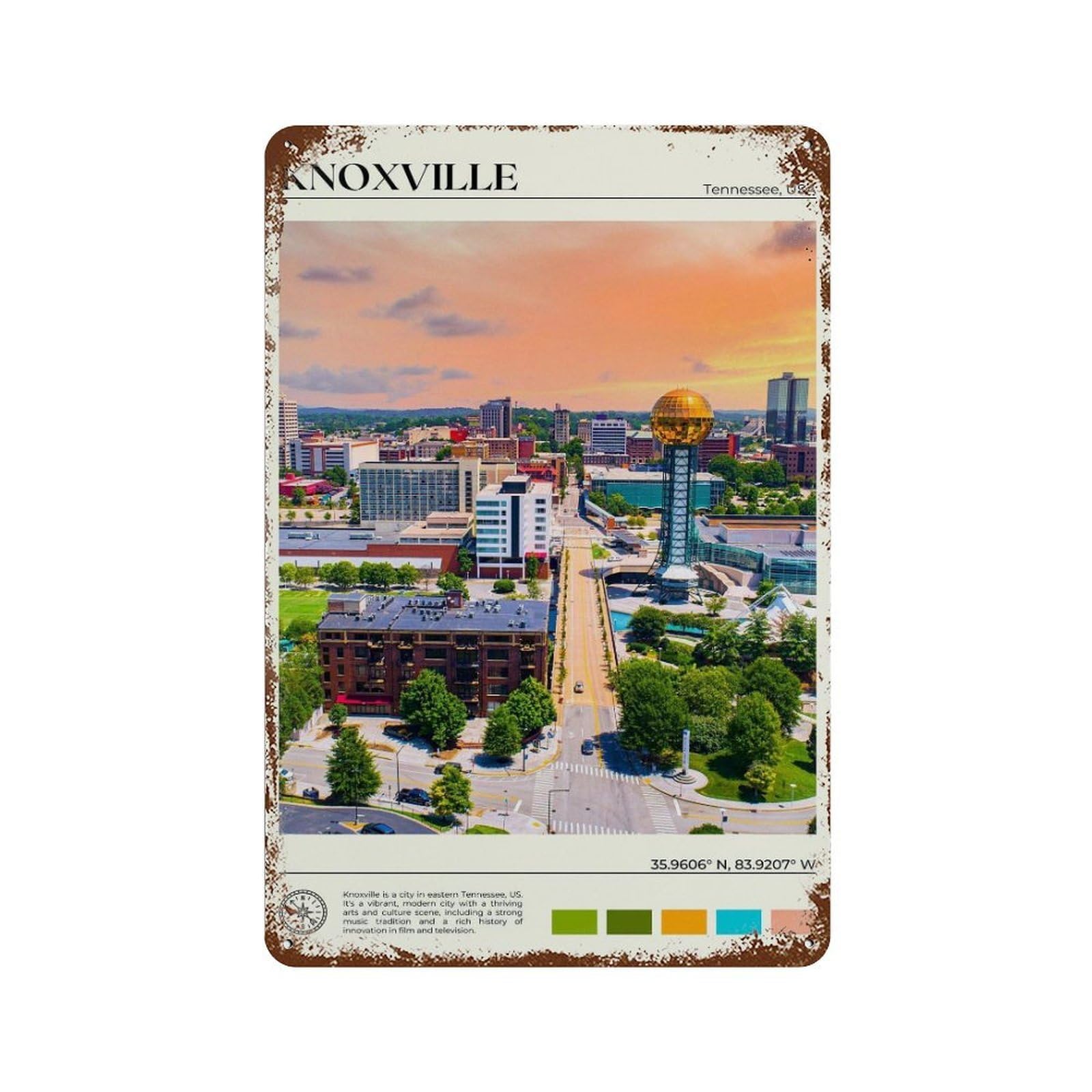 xiaoxiaoshen Real Photo Knoxville Decor Wall Decor Art Metal Tin Poster Modern Home Decor Art Home Bar Shop Decorations Vintage Sign 30x20cm