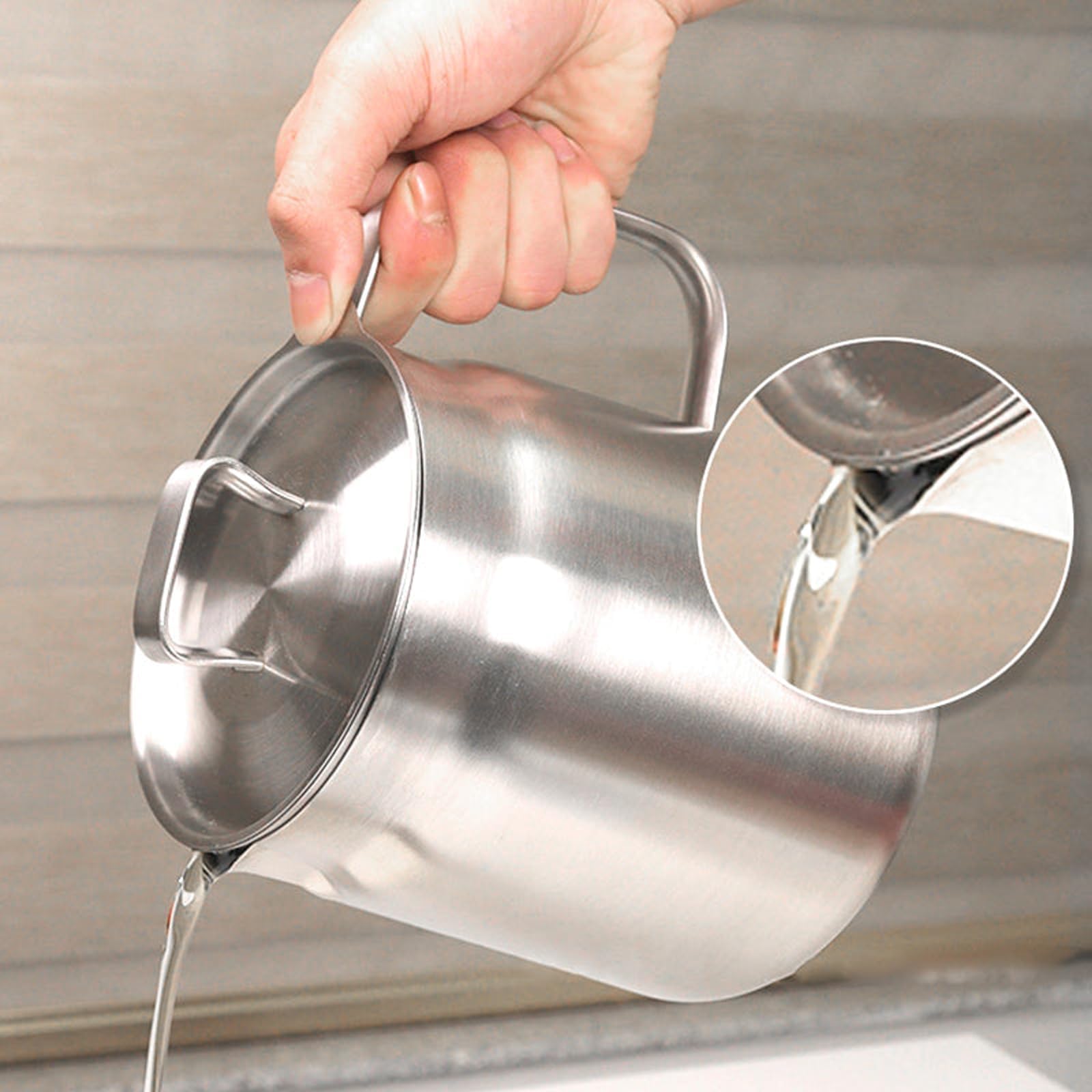 Recipiente de filtro de aceite versátil de acero inoxidable 304 de gran capacidad, olla de filtro de aceite de acero inoxidable, mini freidora de aceite de cocina y taza de filtro, tanque de red