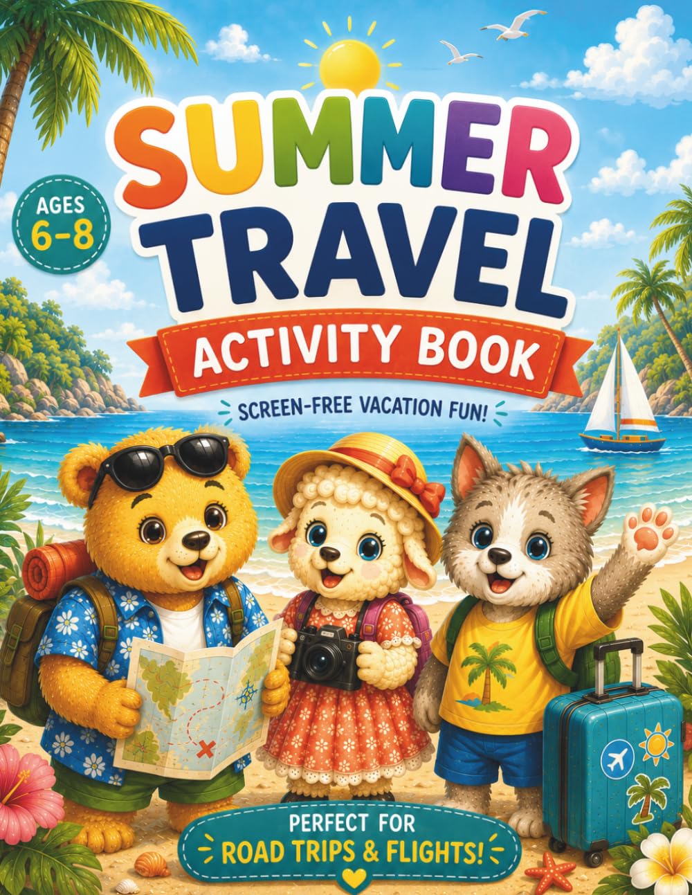 Summer Travel Activity Book Ages 6–8: Fun Coloring, Matching & Drawing Activities for Kids – Screen-Free Travel Fun for Road Trips, Flights & Vacations