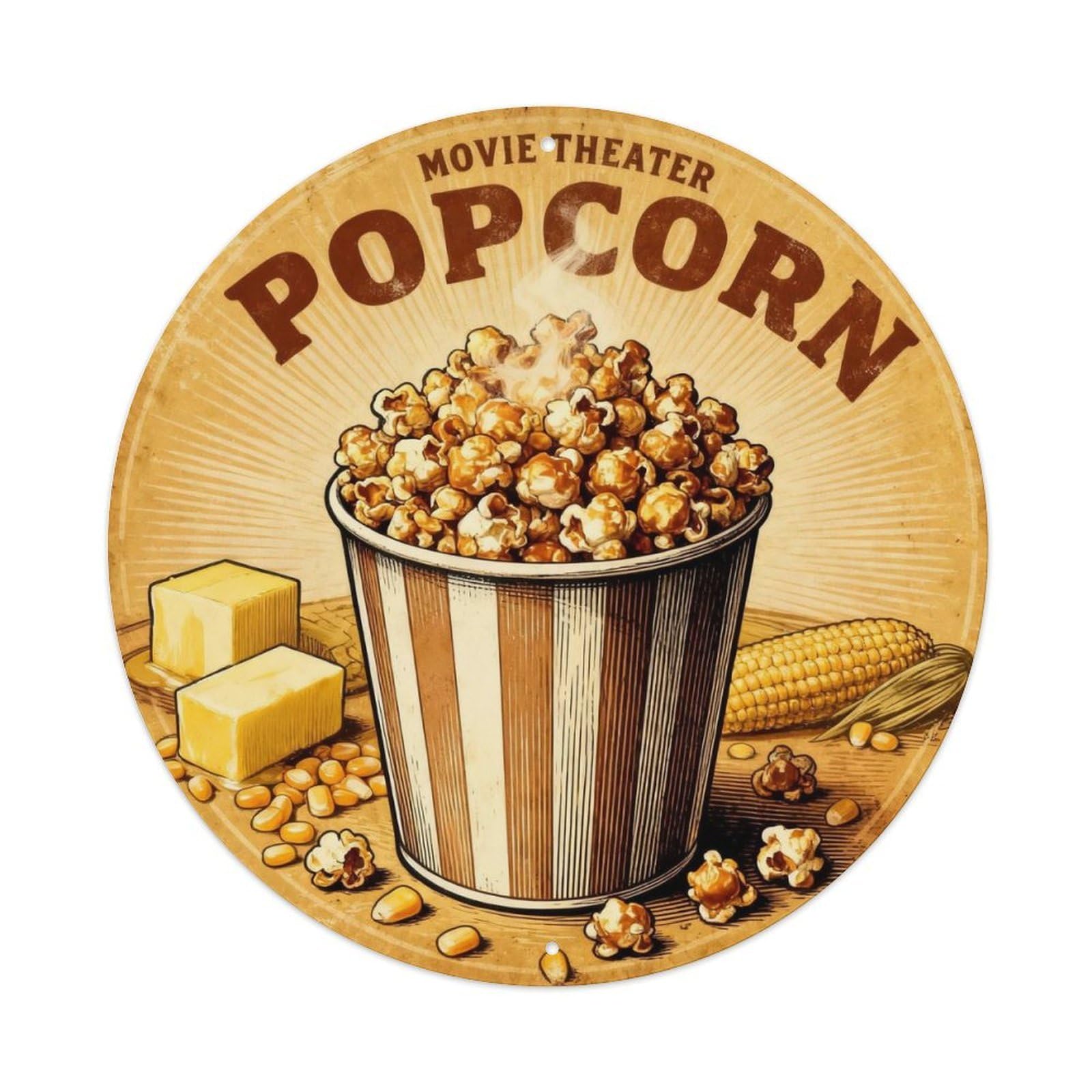 Movie Theater Popcorn Retro Tin Sign Metal Tin Sign Plaque