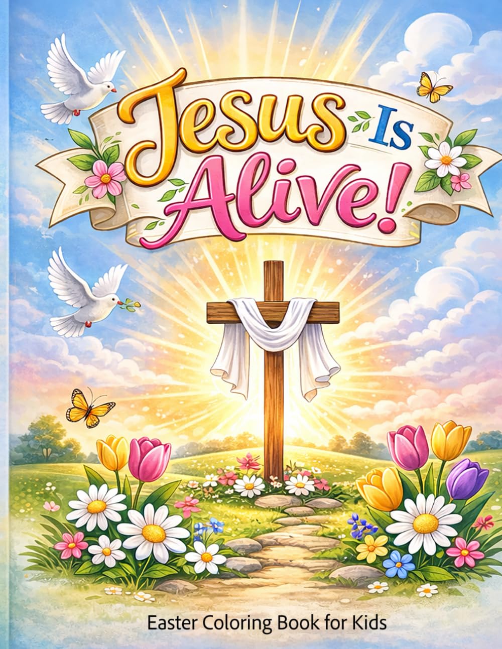 Jesus is Alive!: Jesus Is Alive! Simple,Easy and Bold Easter Coloring Book for Kids