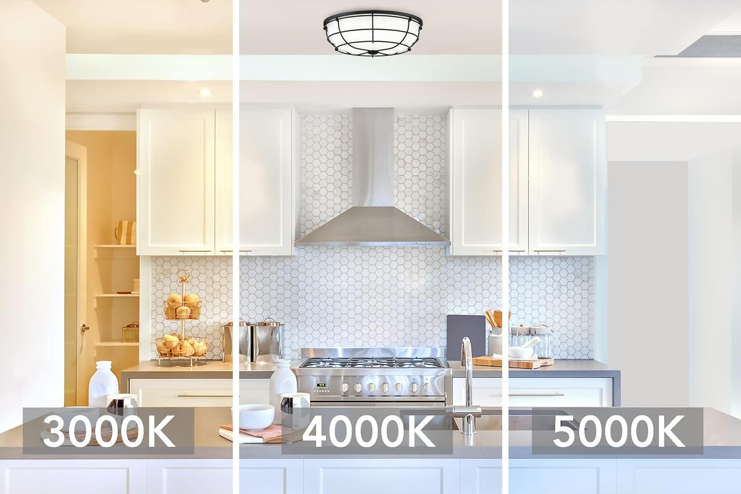 DESIGNERS FOUNTAIN LED Flush Mount Ceiling Light, 16 Inch Fixture for Kitchen, Bedroom, and Hallway, 3000K 4000K 5000K, 2000 Lumens, Matte Black, EV1558C3-43