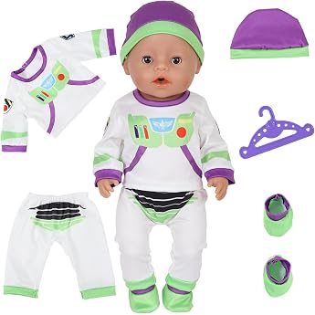 Pack of 5 Doll Clothes for 14-18 Inch Dolls Film Figures Astronaut Clothing Outfits 43 cm New Born Baby Dolls with Clothes Trousers Sock Hat Hanger 30-45 cm Doll Accessories for Baby Girls Boys