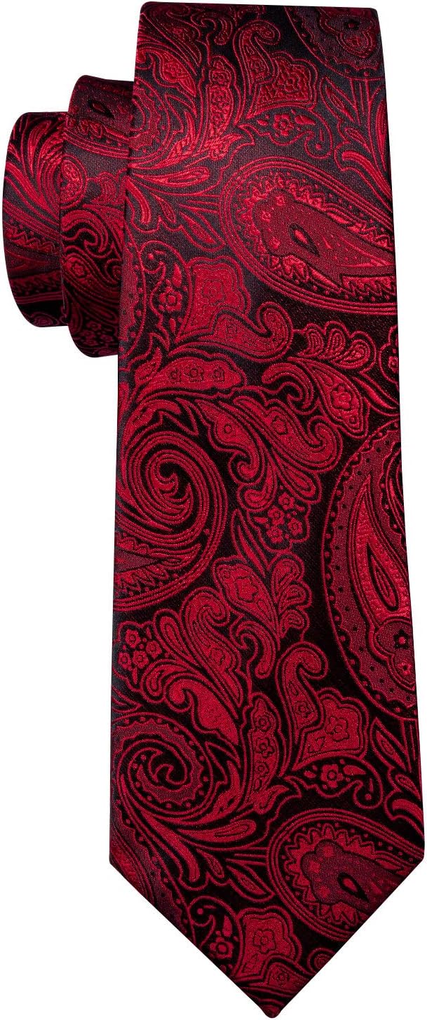 Barry.Wang Men Ties Paisley Woven Silk Necktie Set with Pocket Suqare Cufflinks Formal - Image 4