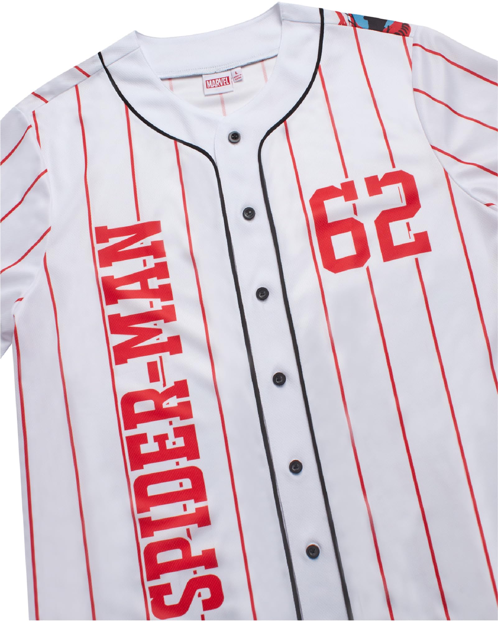 Marvel Maillot de baseball Spiderman pour femme - T-shirt de baseball fantaisie - Spidey Jersey pour femme (tailles : S-XL), Spider-man blanc, Taille M