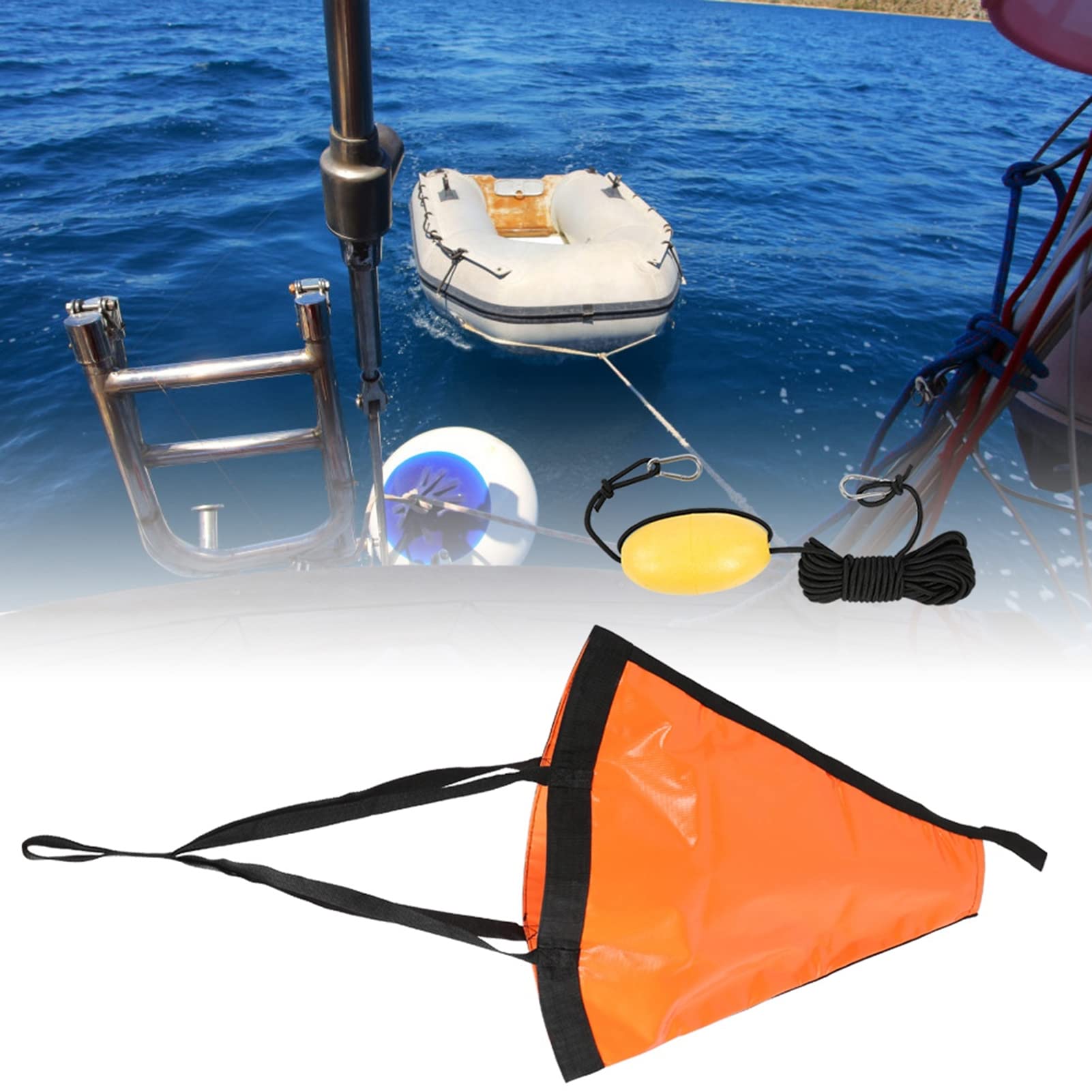 Flotteur d'ancre de pêche, Kit Flotteur PVC 32 Pouces Bateau Ancre Flottante avec bouée Ligne décharge Système Flotteur Boule bouée Drogue Accessoire d'ancrage pour pêche Kayak Ponton canoë