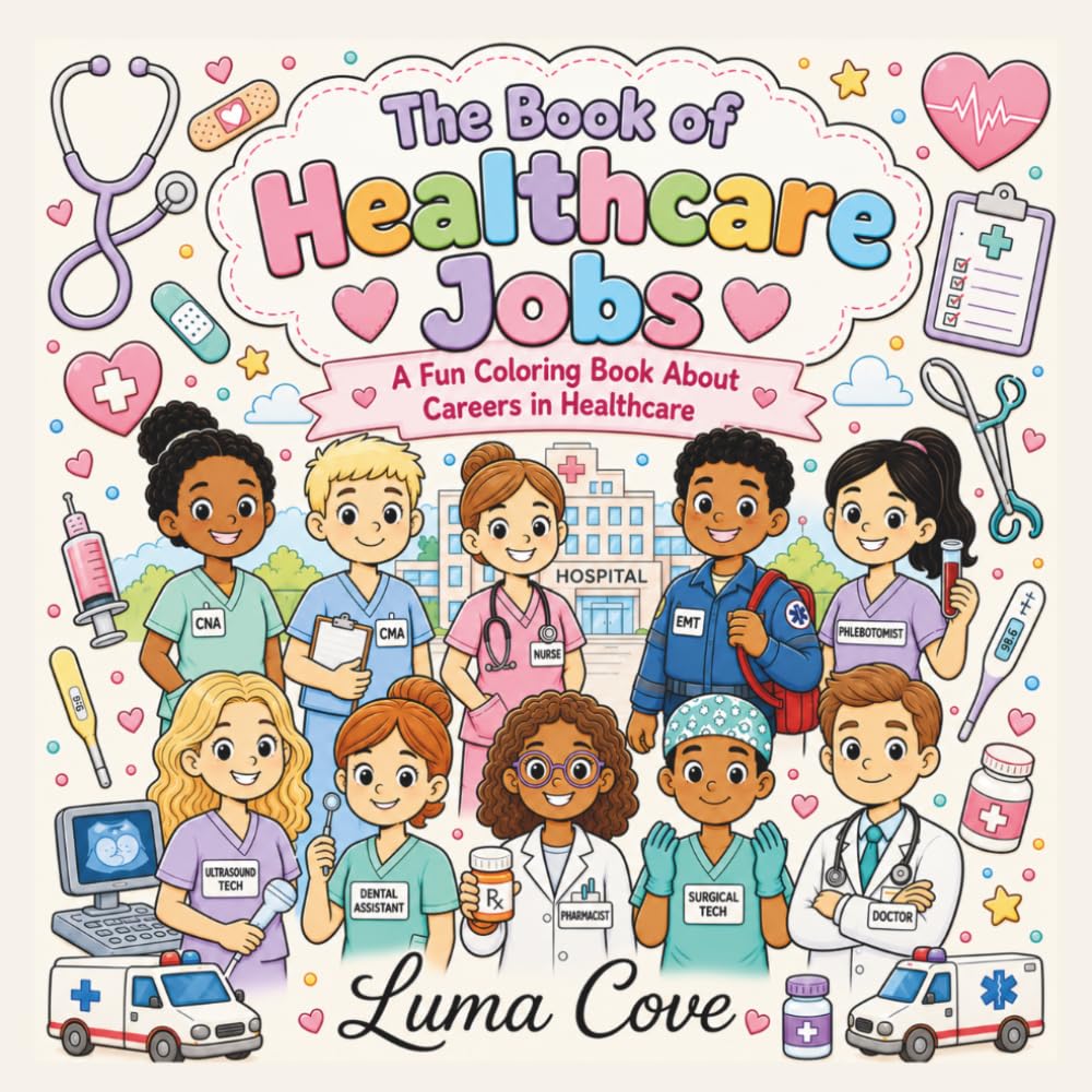 The Book of Healthcare Jobs:: A Fun Bold and Easy Coloring Book About Careers in Healthcare