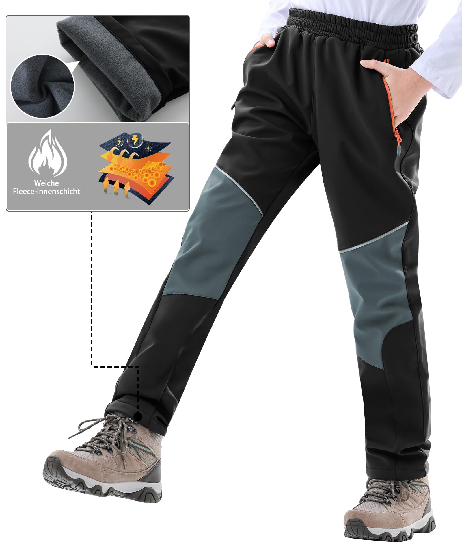 Zoofly Pantaloni Sci Bambino Pantaloni Impermeabili Ragazzo, Pantaloni Inverni Neve Softshell Pantaloni da Escursionismo per Bambini con Fodera