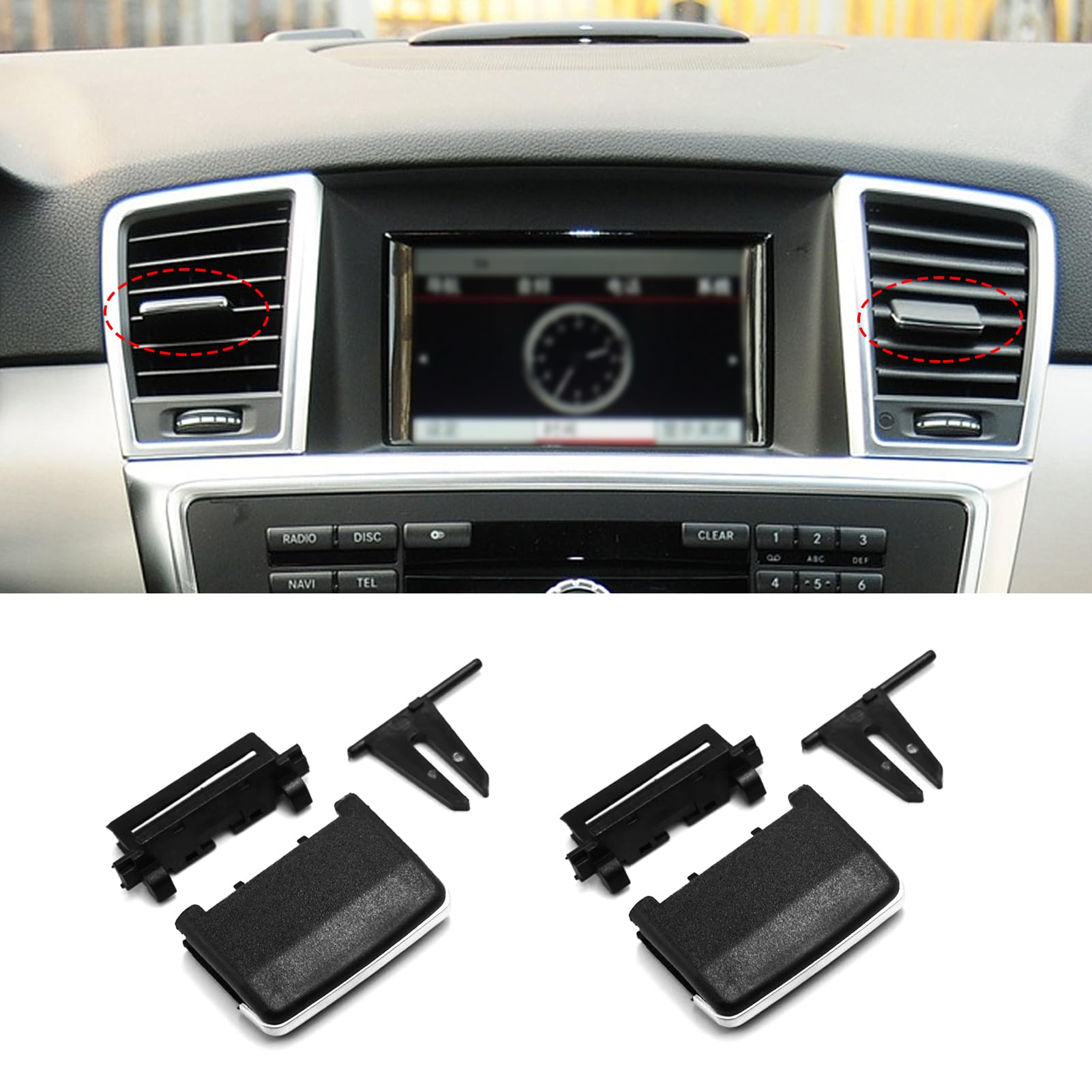 Moonlinks 2PCS Front Center Air Vent Outlet Tabs Compatible with Mercedes Benz, Air Vent Clip Tab for W166 ML Class 2012-2015 GLE Class 2016-2019 X166 GL Class 2013-2016 GLS Class 2017-2019