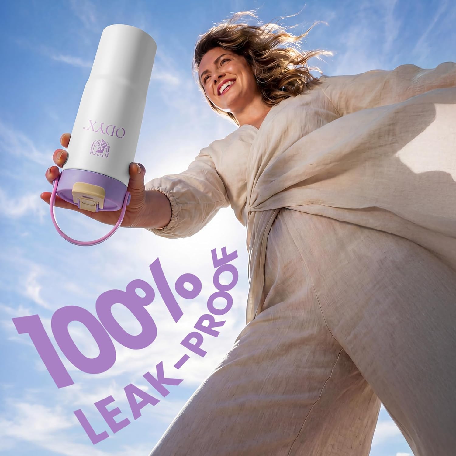 Mist Bottle – 22oz Insulated Stainless Steel Water Bottle with Dual Flip Lid, Straw & Spout, Leakproof, BPA-Free, Dishwasher Safe, Travel Tumbler for Sports, Work, or Journey (Lilac Cream) - Image 4