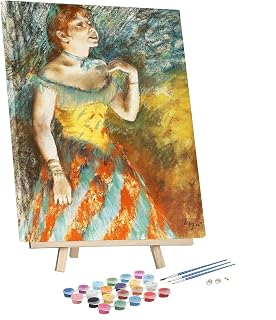 Paint by Number for Adults,Edgar Degas Singer in Green Framed and Easel DIY Acrylic Painting Kit for Hoom Decor Canvas