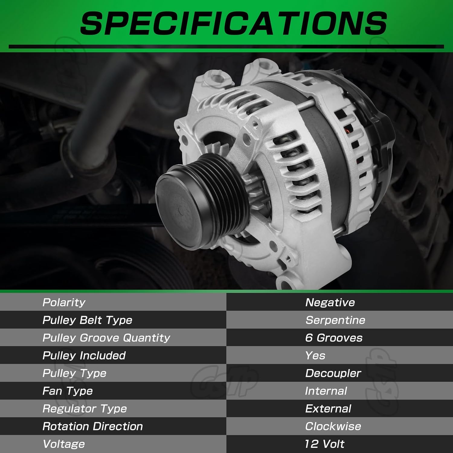 Alternator 3.6 V6 Compatible with Dodge Avenger 2011-2014, Grand Caravan 11-20, Journey 11-19, for Chrysler 200 11-14, Town Country 11-16, for Ram C/V 2012-2015, for VW Routan 11-14 Replace 4801624AD