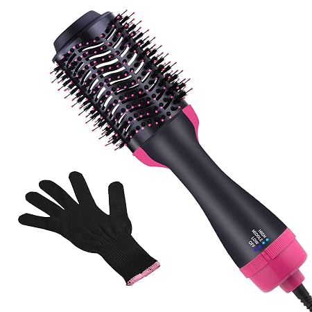 Amazon.com: Cepillo de aire caliente, cepillo profesional para alisar el  pelo con iones negativos, 4 en 1 secador de pelo voluminizador Styler  secador de pelo cepillo alisador rizador soplador secador secador secador