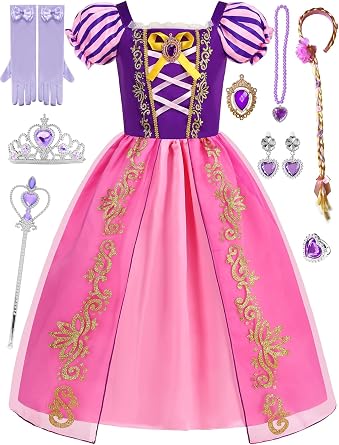 Purple Princess Dress Girl Costume Cosplay Halloween Party 3-10Y