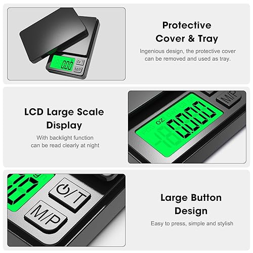 Miniatura 3 de Mik-Nana Báscula de bolsillo pequeña, báscula digital de 10.58 oz0.00 oz, báscula de laboratorio de precisión digital de peso gramos y onzas,