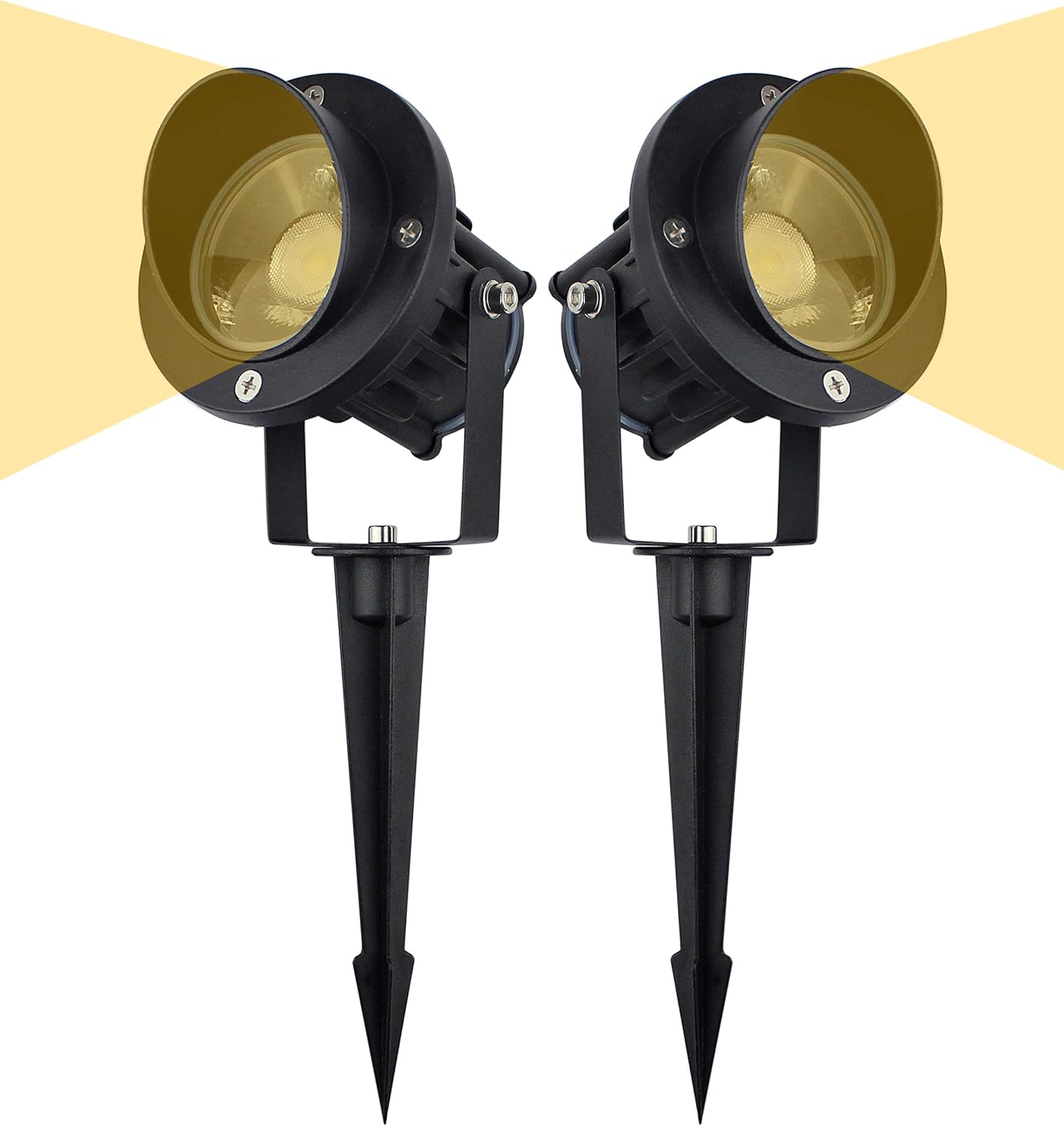 GBS9709 LED Landscape Spotlight with Stake, 9W 120V AC, Flag Spotlight Outdoor, Landscape Lights, 75 watt Replacement, 36" Cord with Plug, Metal Spike Stand, Not Dimmable (Pack of 2)