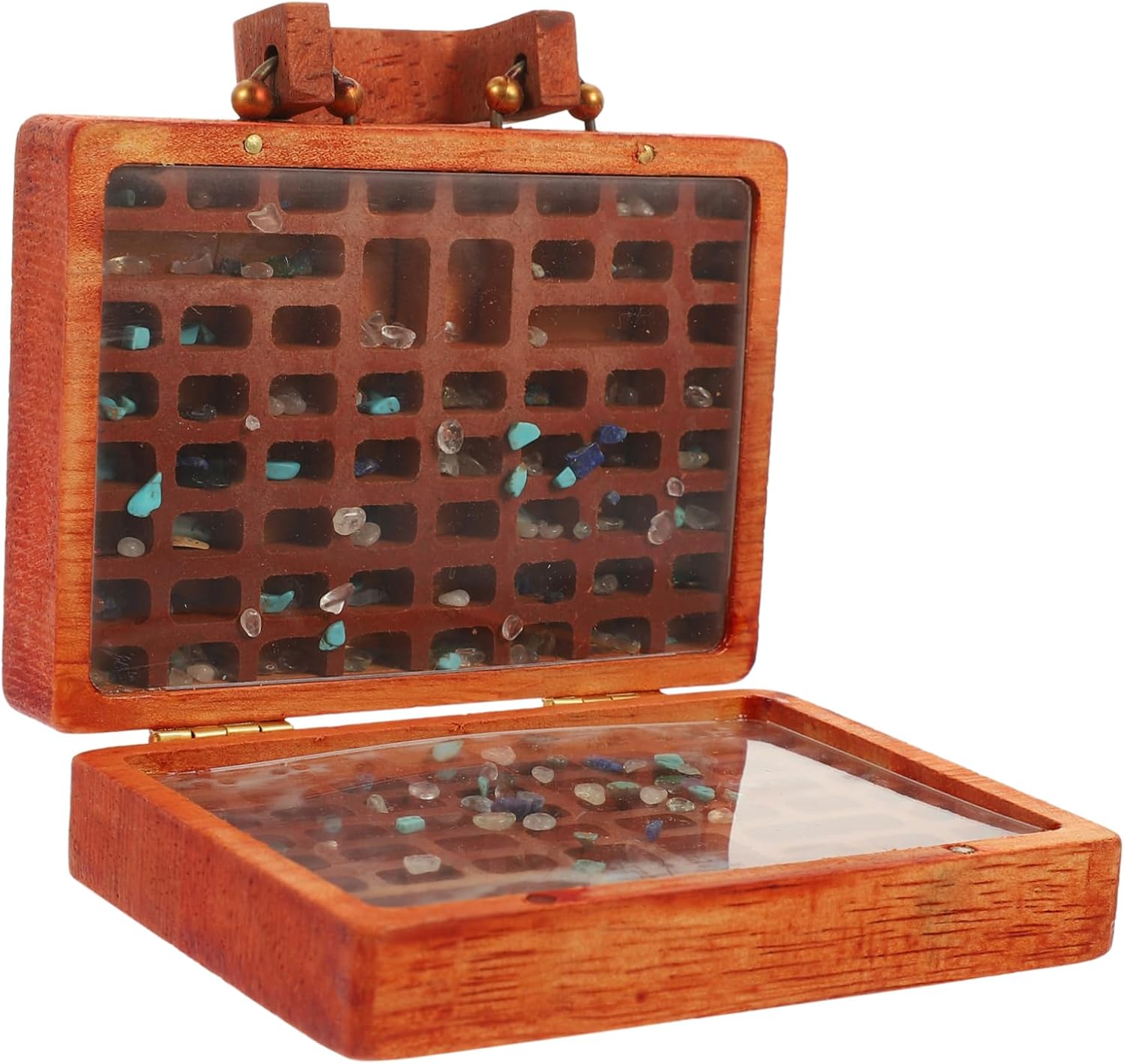 Compartment Crystal Organizer Box for Stones Retro Style Storage Case for Collectibles Portable Treasure Display Box for Gems and Sundries