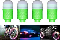 Pacote com 4 luzes LED para roda de bicicleta, tampas de haste de válvula de pneu de carro, bicicleta, motocicleta, à prova d'água, luzes de flash de raio de pneu, acessórios de refletor