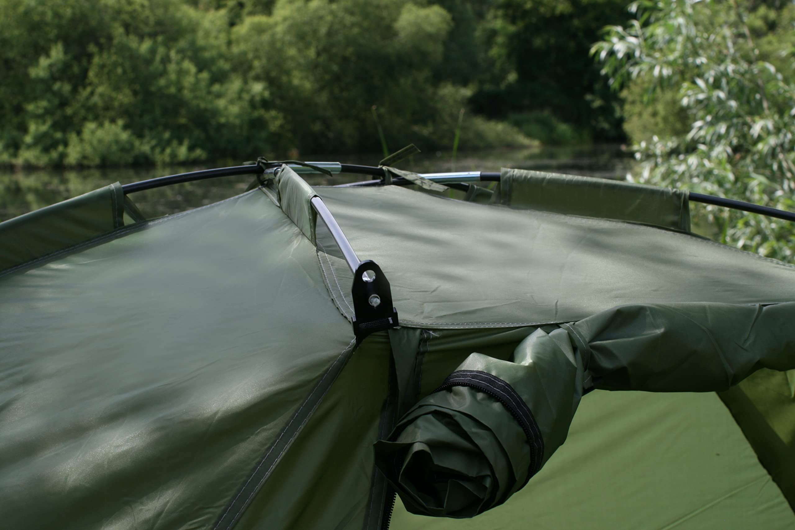 Matt Hayes,DAY SHELTER Fishing Bivvy 190T Tejido de poliéster verde oscuro con paneles de visualización de PVC, clavijas de postes y bolsa de transporte [99-8030], verde