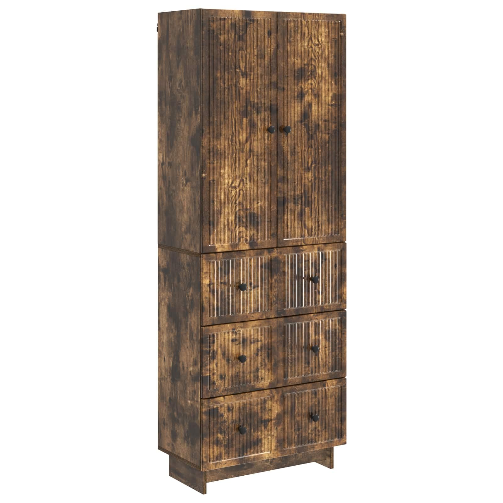 Estante de pared de madera y cómoda con cajones para solucionar la falta de espacio 1