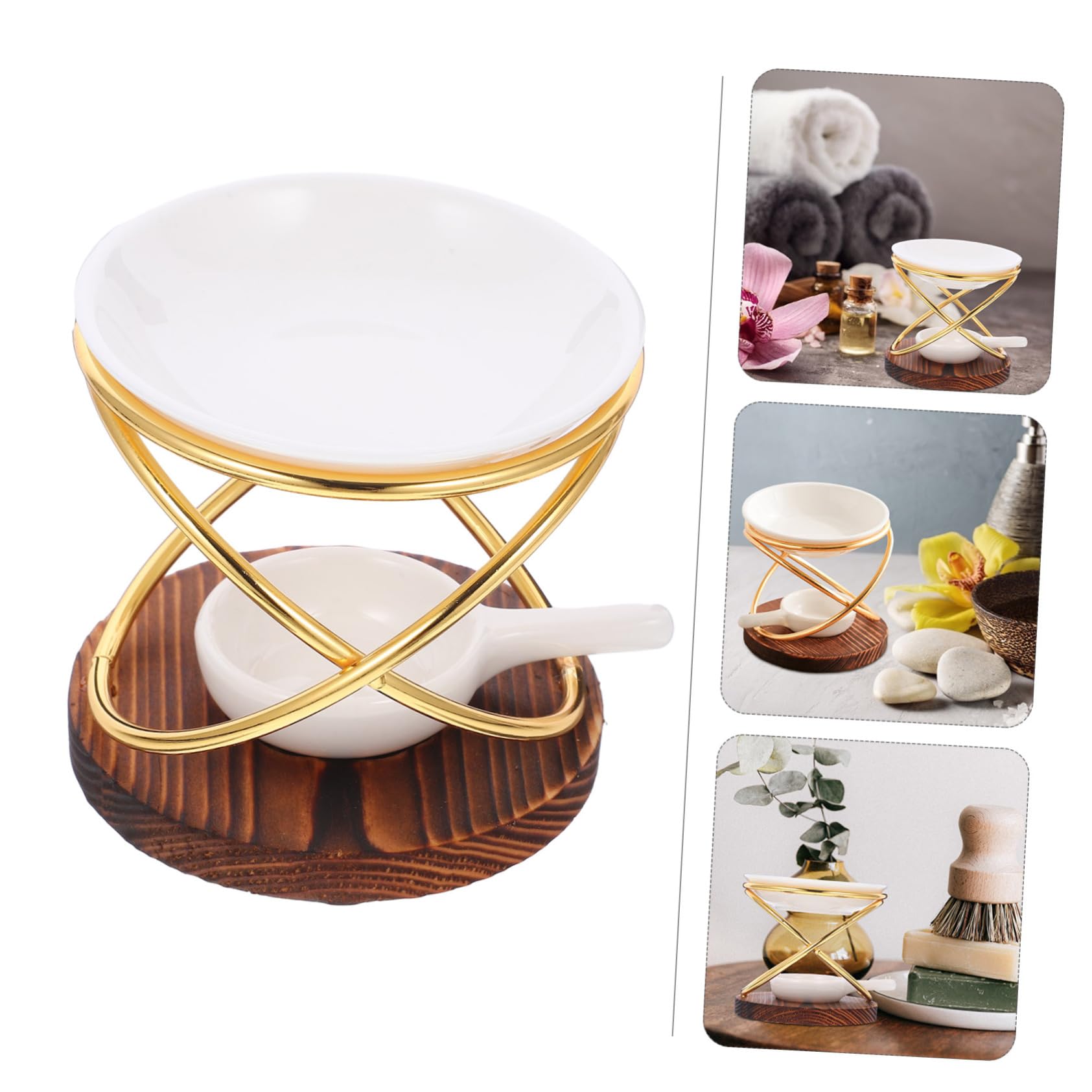 ULTECHNOVO 3stücke Ceramic Teelichthalter Diffuser Mit Und Eisenbasis Eleganter Duftlampe Für Ätherische Öle Für Zuhause Und Büro Fördert Entspannung Und Stressabbau