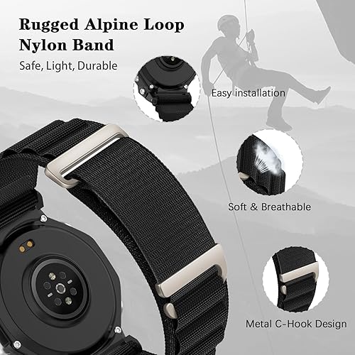 Miniatura 2 de Bolesi Alpine Loop - Correa de nailon compatible con Amazfit T-Rex 3 bandas, tela de nailon transpirable, correas de repuesto para reloj inteligente