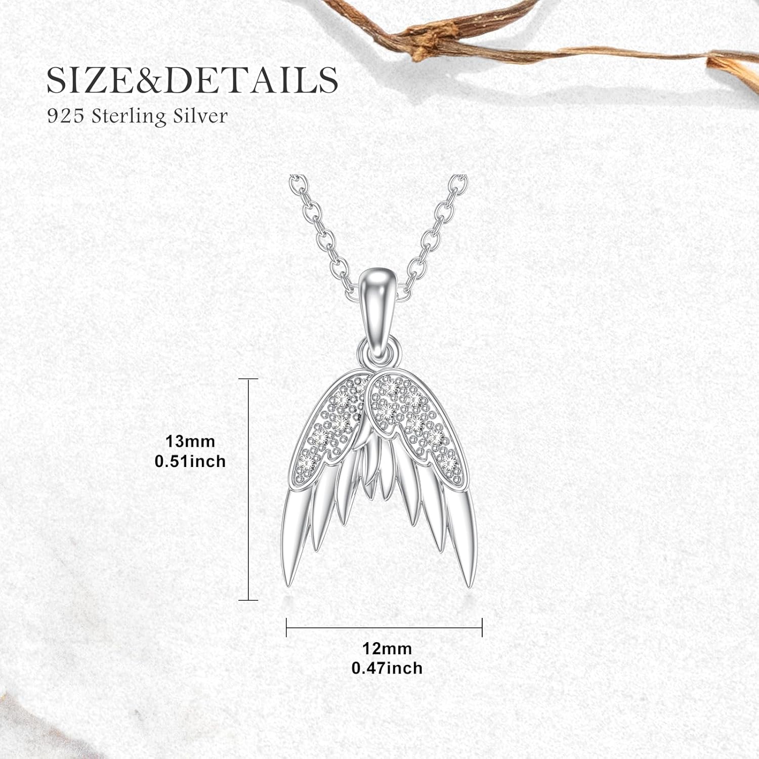 Diamond Angel Wings Necklace for Women 925 Sterling Silver Feather Necklace With Lab Grown Diamond Gift for Birthday - Image 5