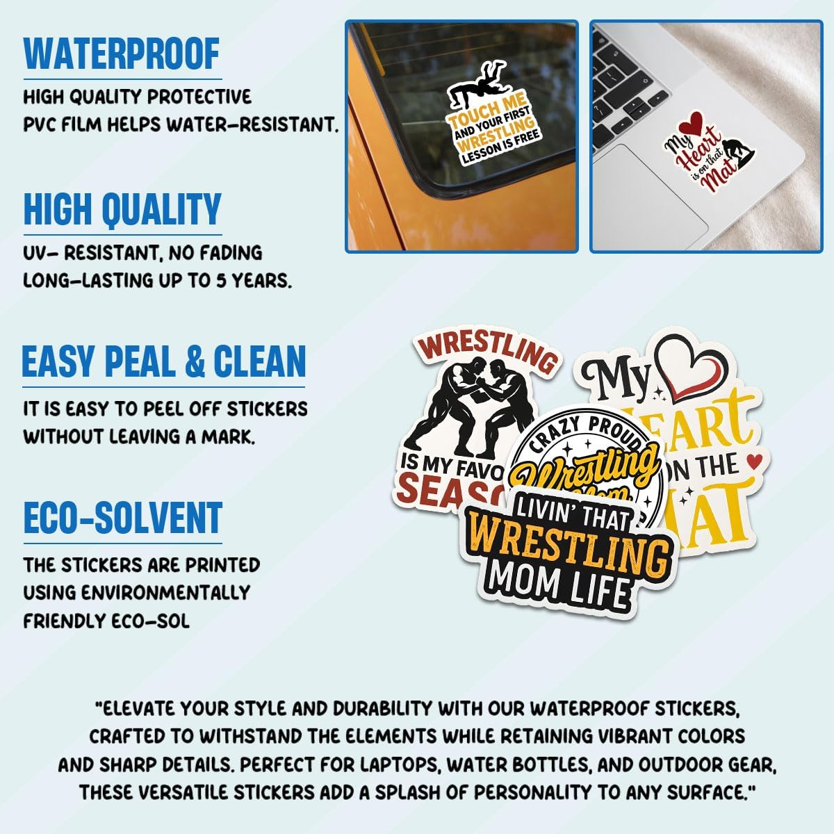 10 Pcs Wrestling Stickers, Funny Wrestling Mom Quotes, Sports Vinyl Decals for Wrestlers and Fans, Waterproof Stickers for Laptops, Water Bottles, Gear, Perfect Gifts for Wrestling Lovers - Image 8
