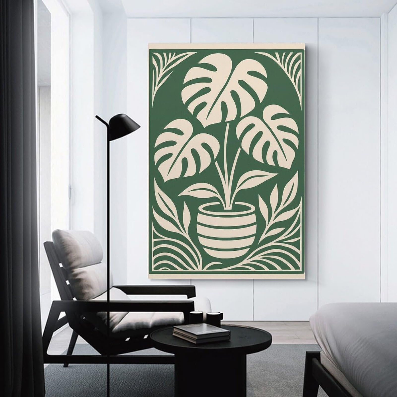 Junmoney Monstera Plant Art Print Wall Art Print, 24x36inch(60x90cm), for Lounge Decor, Bedroom Walls Or Flats, Decorative Artwork for Empty Walls