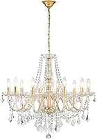 Vista 14 de ANJIADENGSHI Mini Candelabro de Cristal K9 Cristal Dorado para Sala de Estar, Dormitorio, Comedor, Isla de Cocina, Entrada, 5 Bombillas E12, Alto