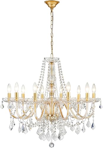 Miniatura 16 de ANJIADENGSHI - Candelabro de cristal, lámpara colgante moderna de cristal K9 para comedor, lámpara de techo colgante estilo vintage, iluminación de