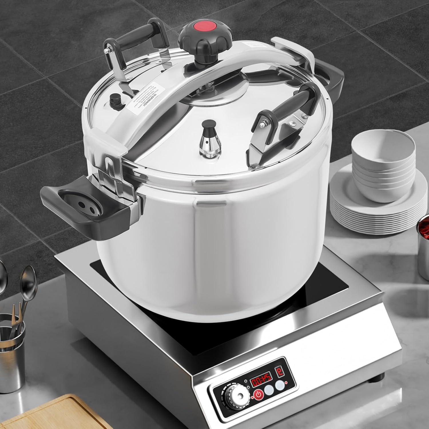 42.27Qt Stainless Steel Pressure Cooker, Pressure Canner Stovetop Pot with Release Valve Large Capacity Cookware Induction Compatible for hotels, restaurants, family or Commercial Use (42.27Qt)